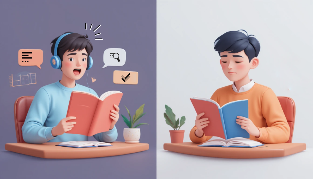 المذاكرة الصامتة والمذاكرة بصوت مرتفع